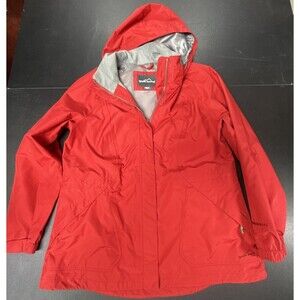 Eddie Bauer Hooded Jacket Womens PXL Red Pockets WeatherEdge Outdoors